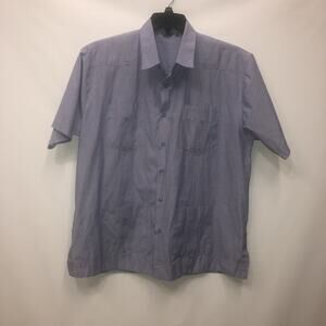 Bohio Cotton Blend XL Short Sleeve Button Front Blue Shirt